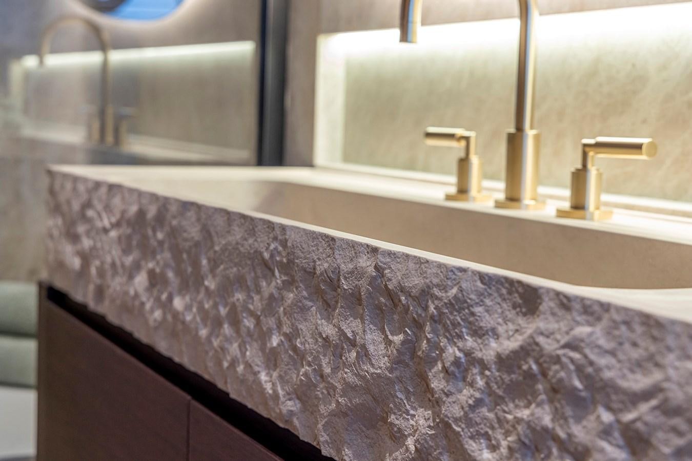 a bathroom with a large counter aboard ARCADIA 96 Yacht for Sale