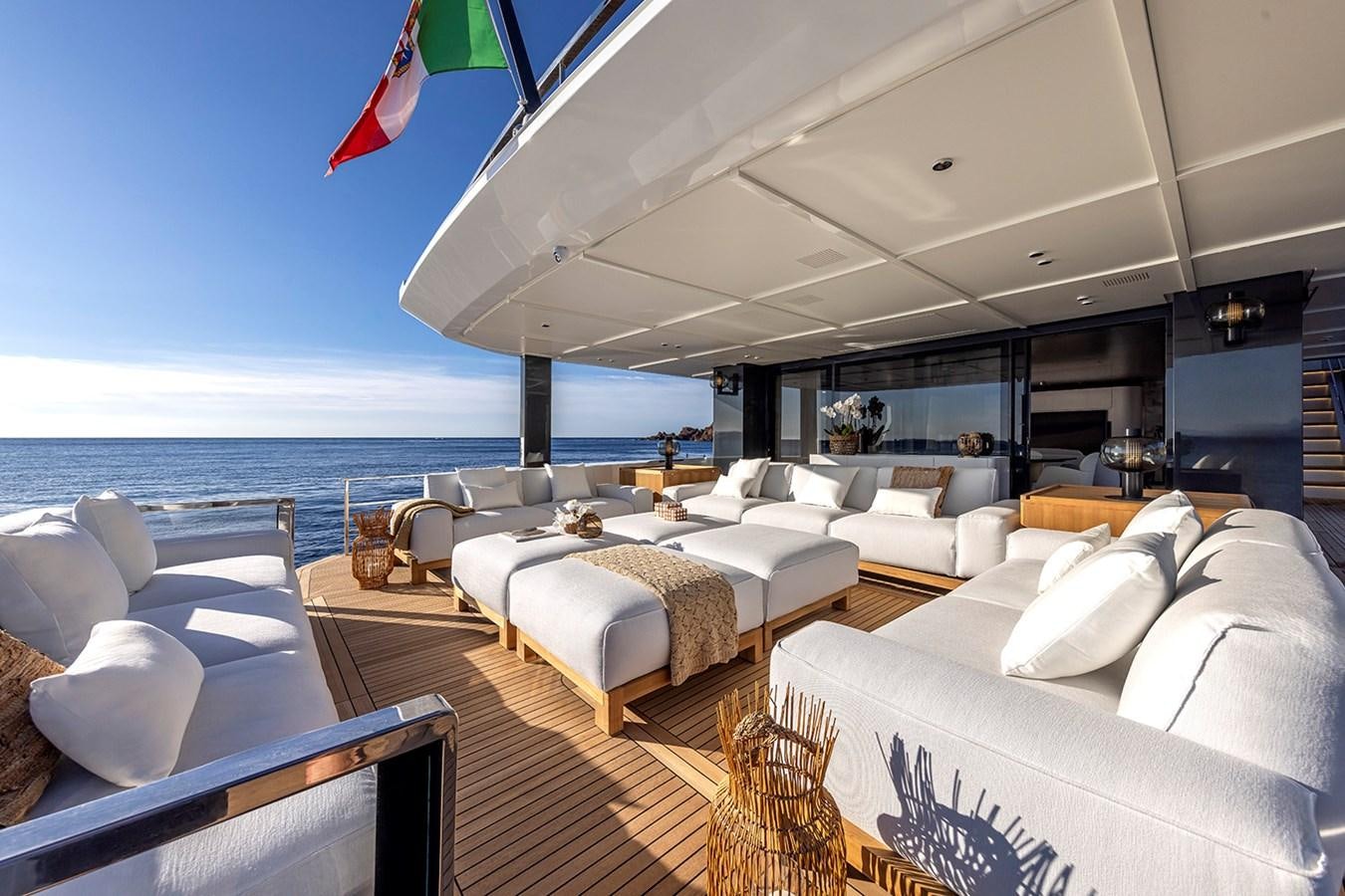 a room with a view of the ocean and the ocean aboard ARCADIA 96 Yacht for Sale