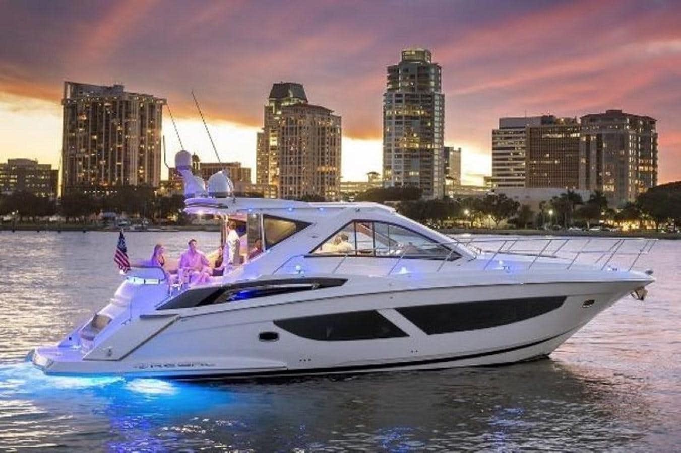 a boat on the water aboard REGAL 53 SPORT COUPE Yacht for Sale