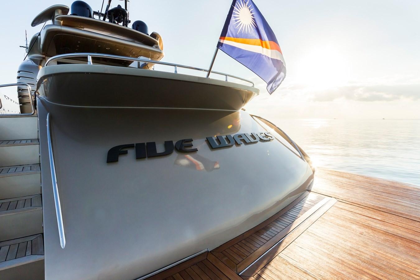 a boat on a deck aboard FIVE WAVES Yacht for Sale