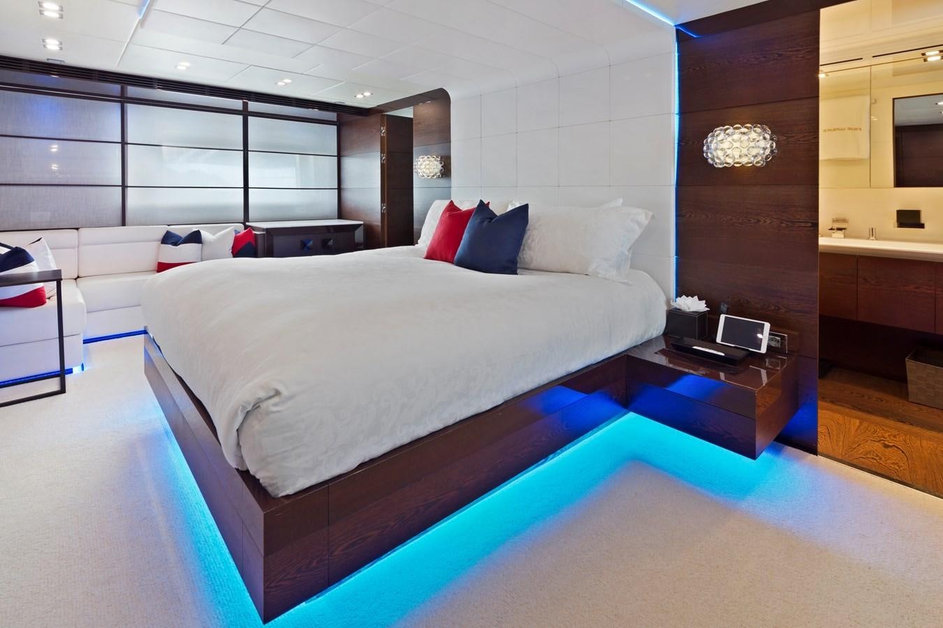 a bed in a room aboard FIVE WAVES Yacht for Sale