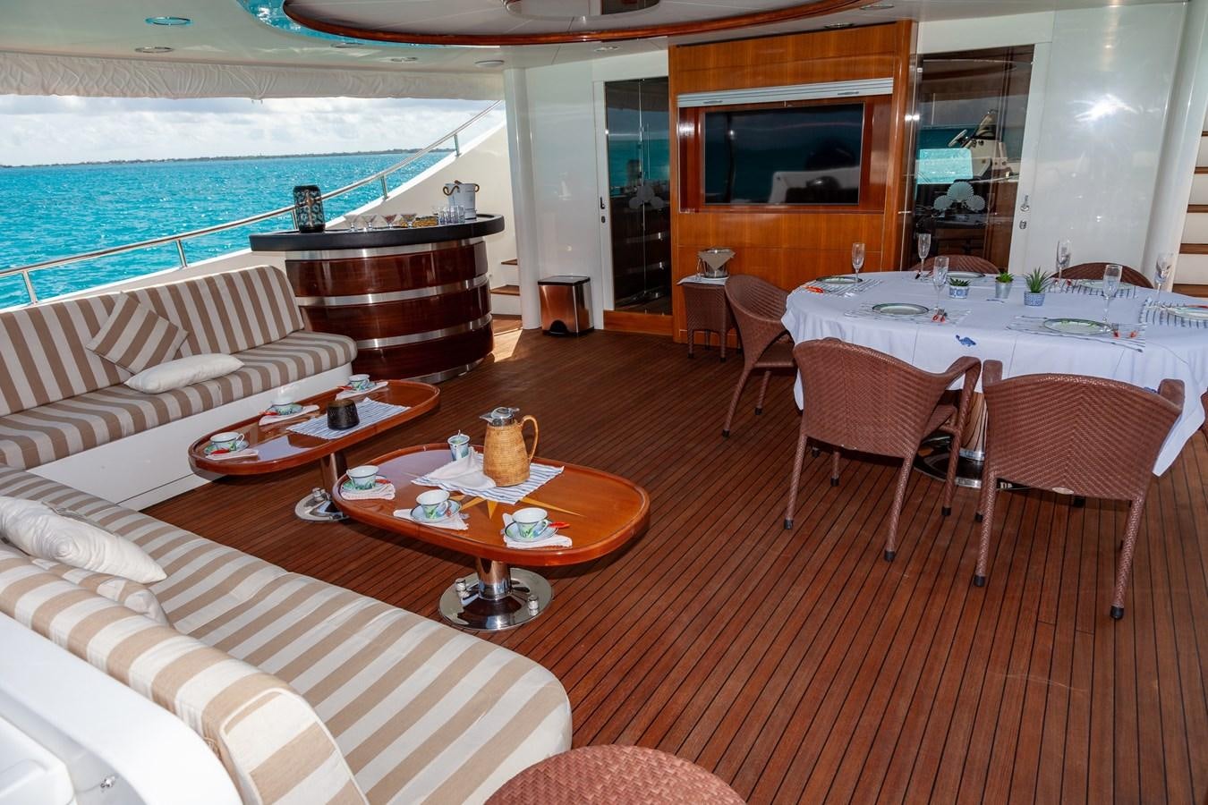a living room with a large pool aboard SUNRISE Yacht for Sale