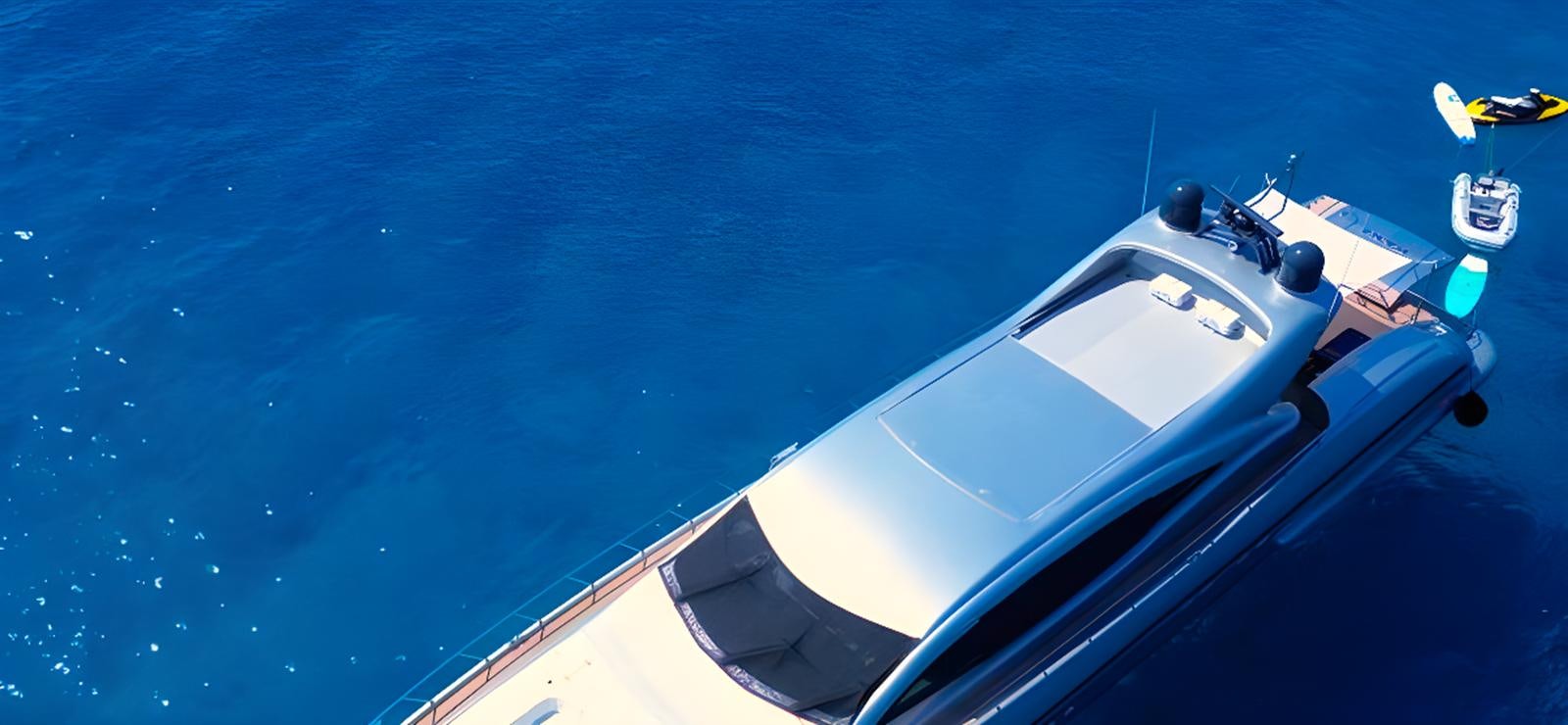 a high angle view of a boat aboard ESCAPE MANA Yacht for Sale