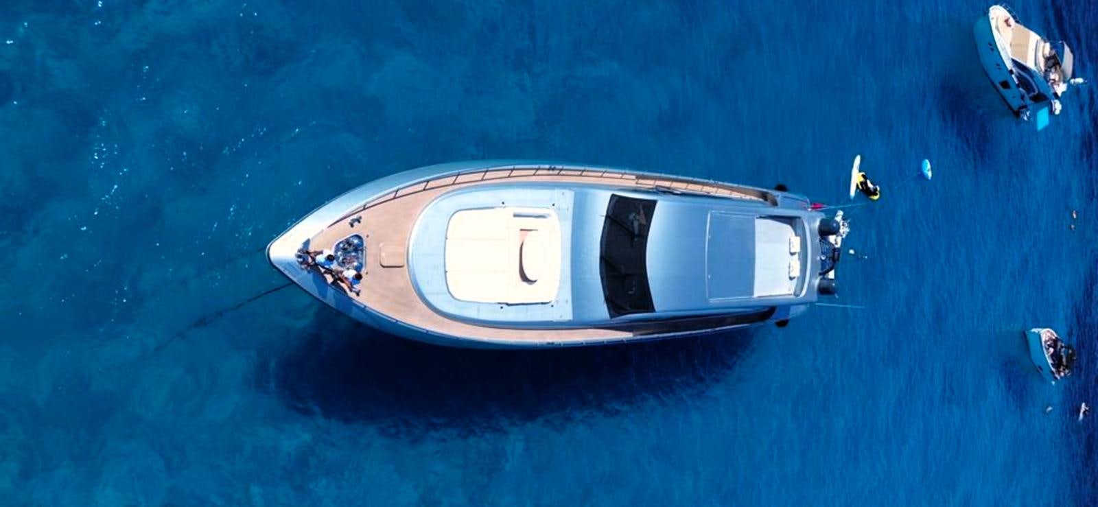 a high angle view of a boat aboard ESCAPE MANA Yacht for Sale