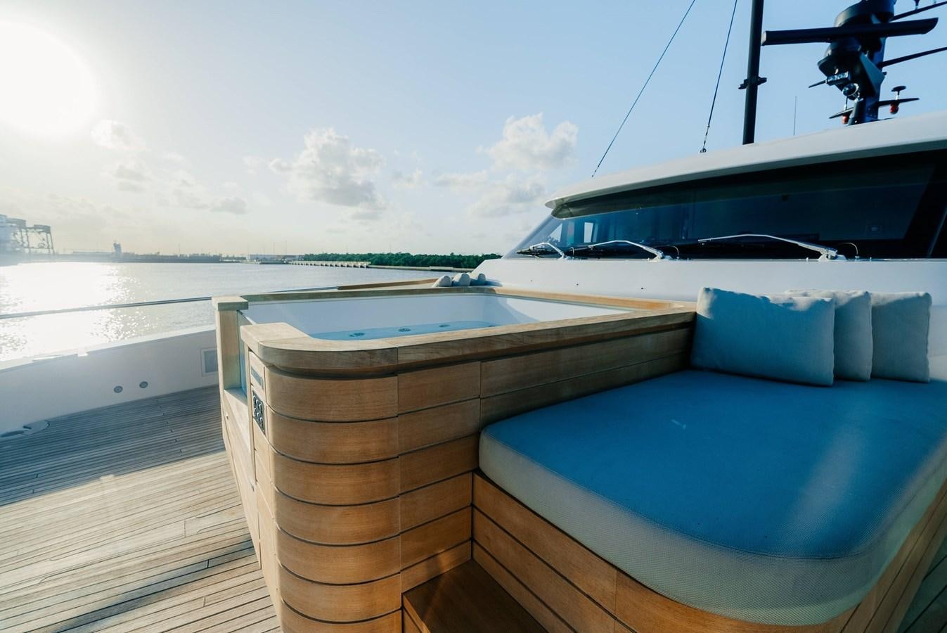 a boat on a dock aboard PEARL Yacht for Sale