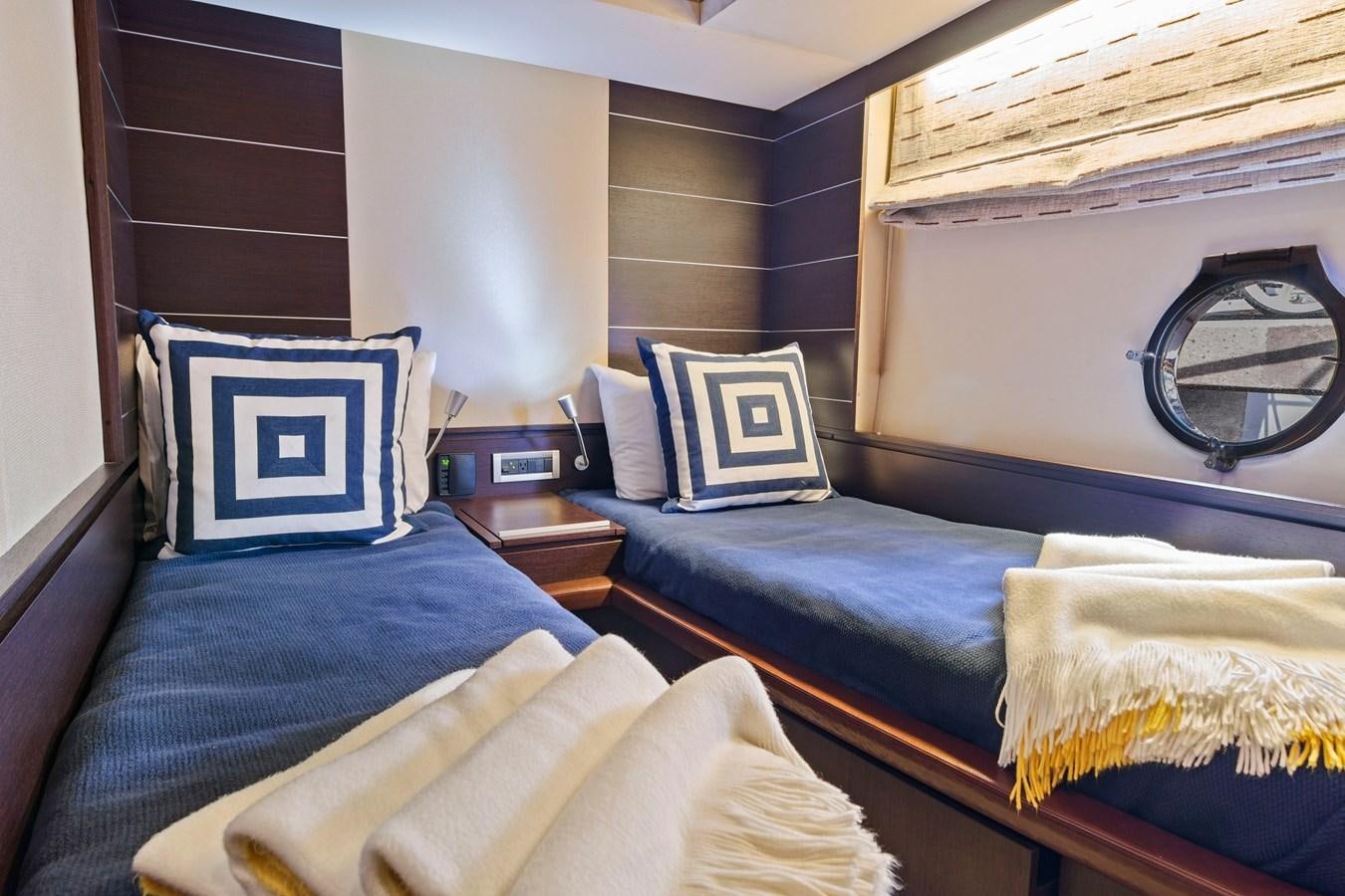 a couple of beds in a room aboard BLIND SQUIRREL Yacht for Sale