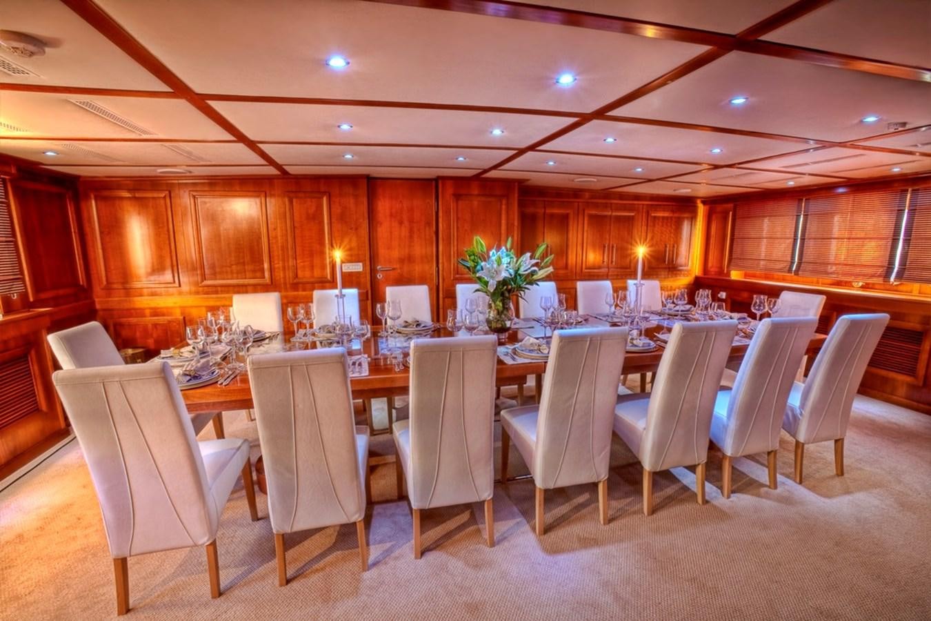 a room with tables and chairs aboard SANSSOUCI STAR Yacht for Sale