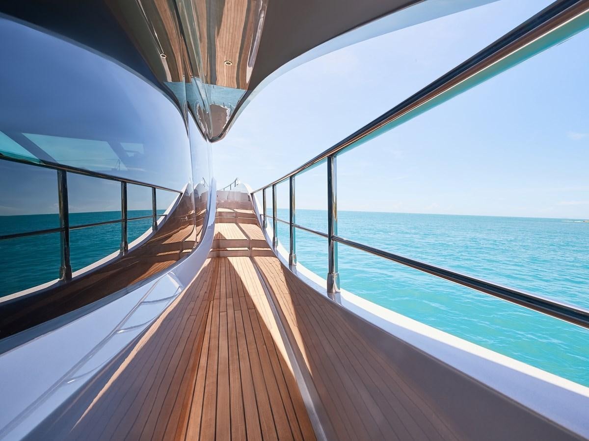 a wooden walkway over water aboard DIVA RITA Yacht for Sale