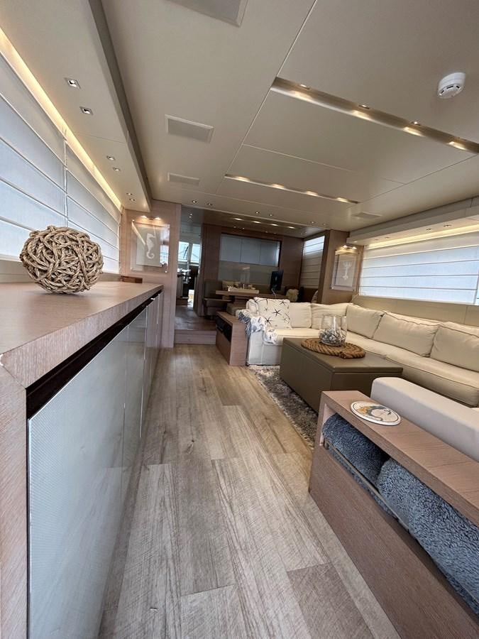 a modern looking living room aboard KIND OF BLUE Yacht for Sale