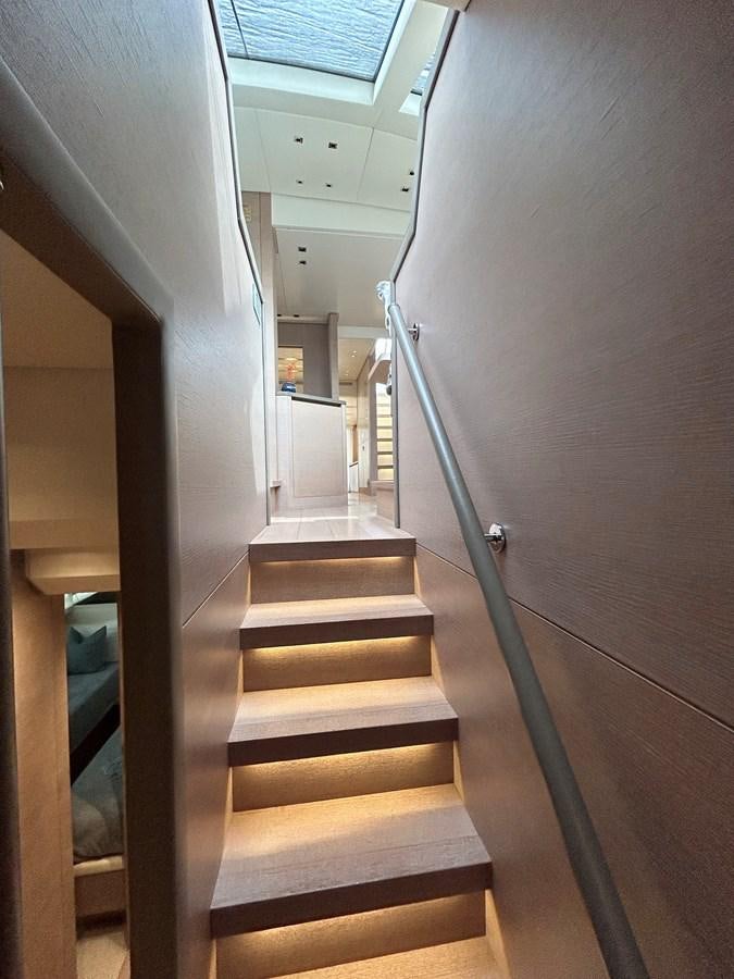 a flight of stairs in a building aboard KIND OF BLUE Yacht for Sale