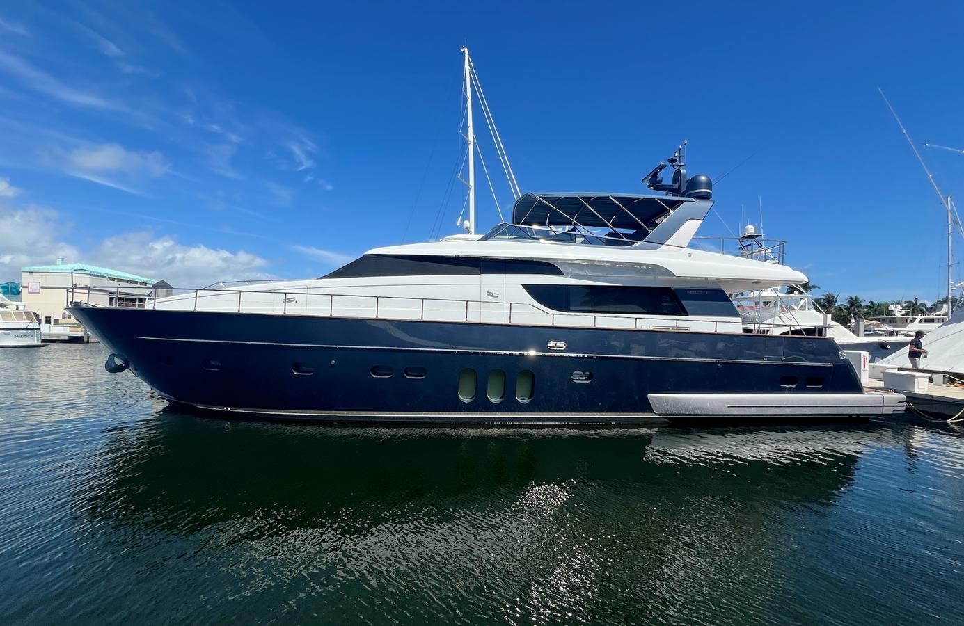 a large white yacht aboard KIND OF BLUE Yacht for Sale