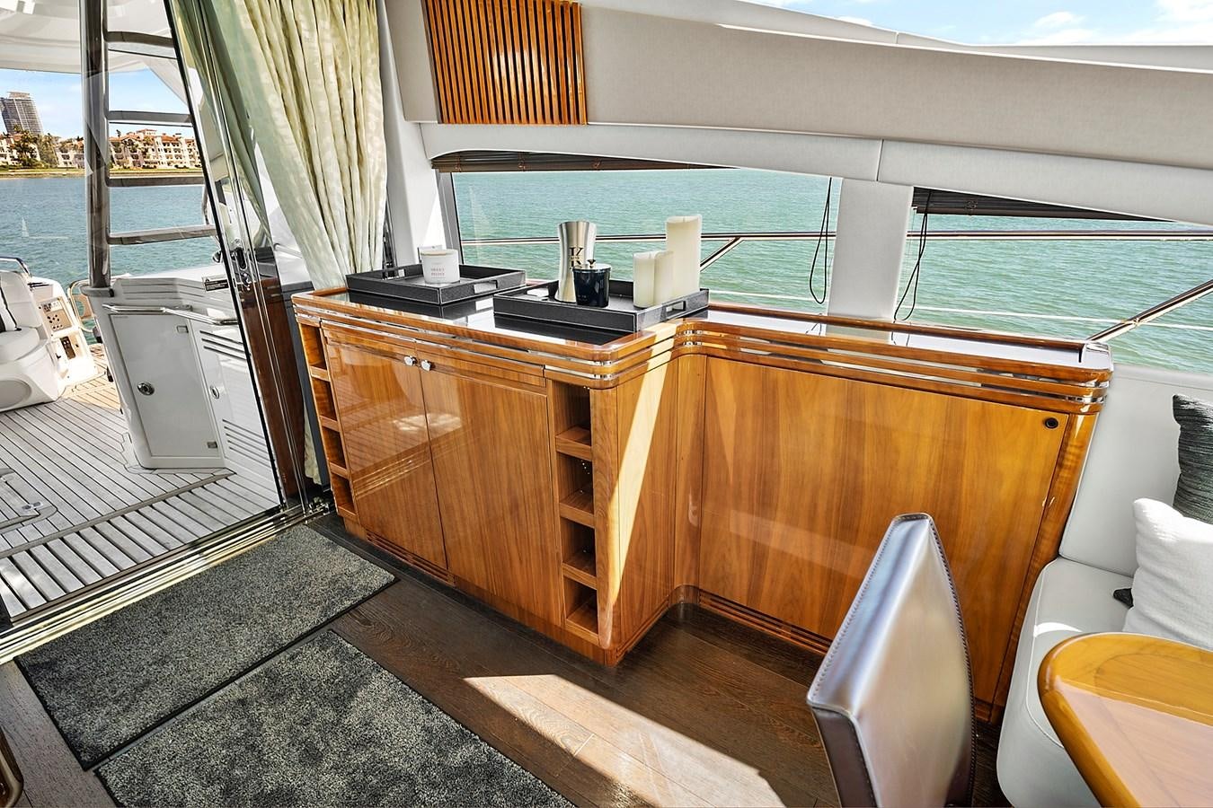 a kitchen with a sink and cabinets aboard KING Yacht for Sale