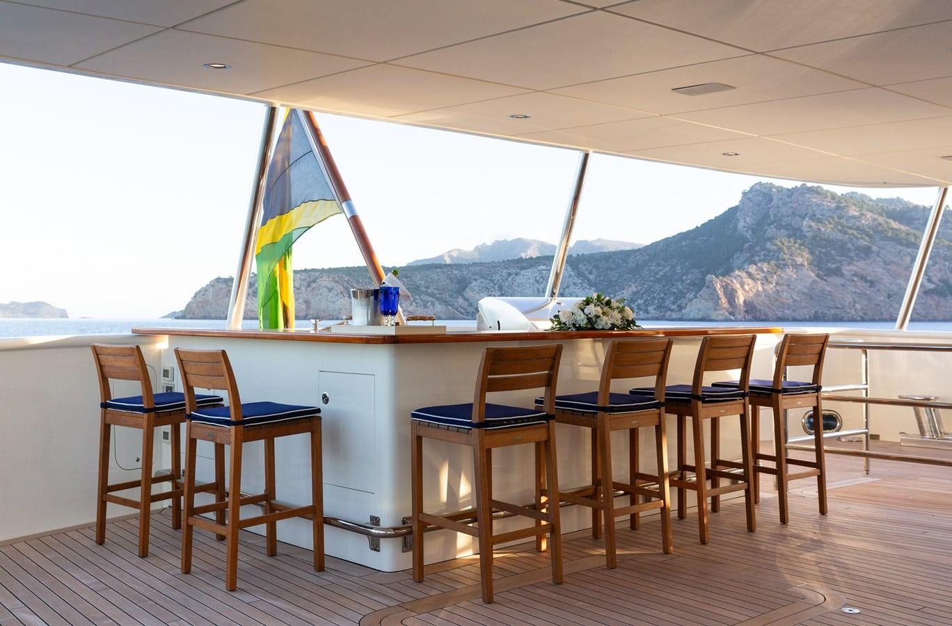 a room with a table and chairs aboard CUPANI Yacht for Sale