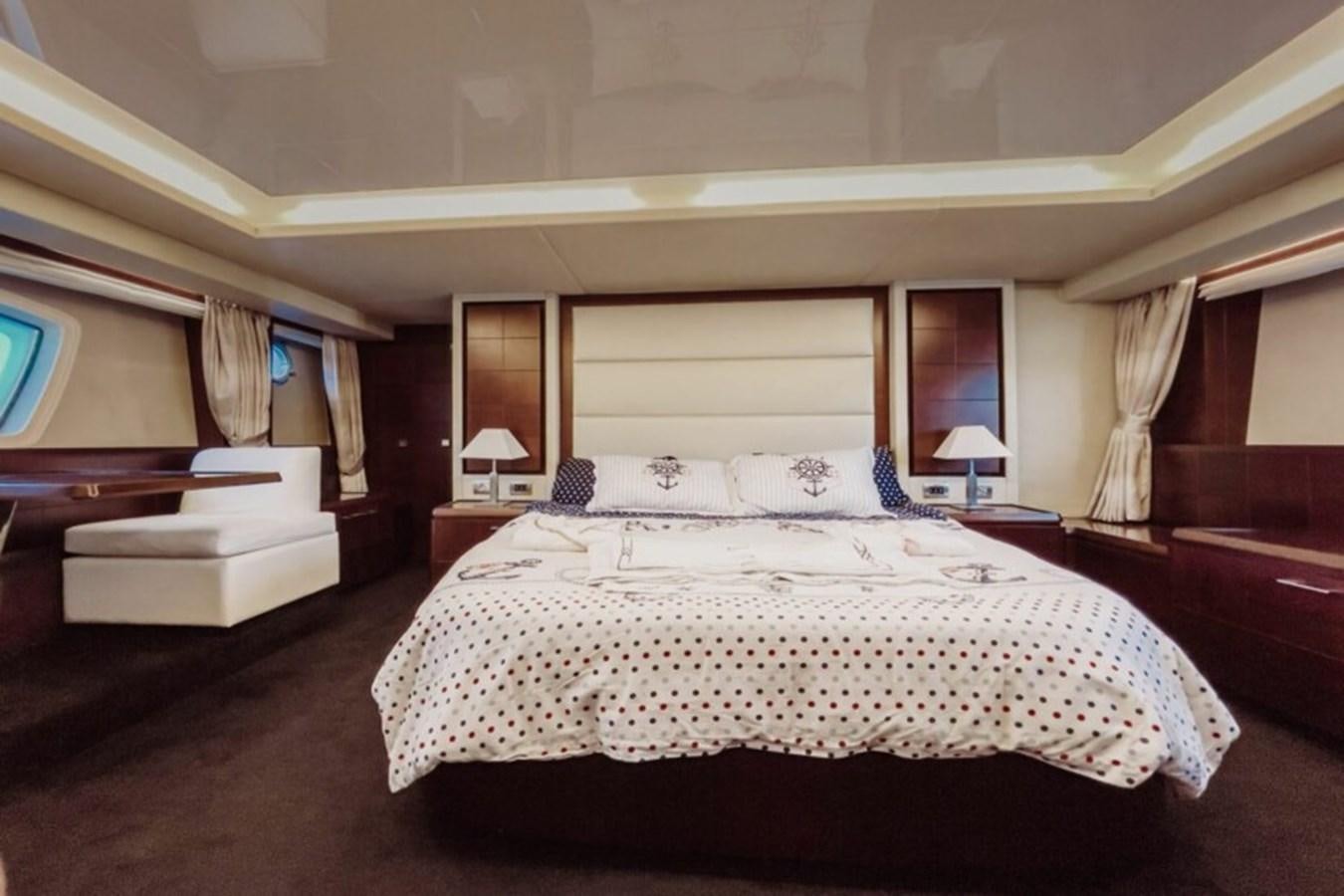 a large bed in a hotel room aboard C Yacht for Sale