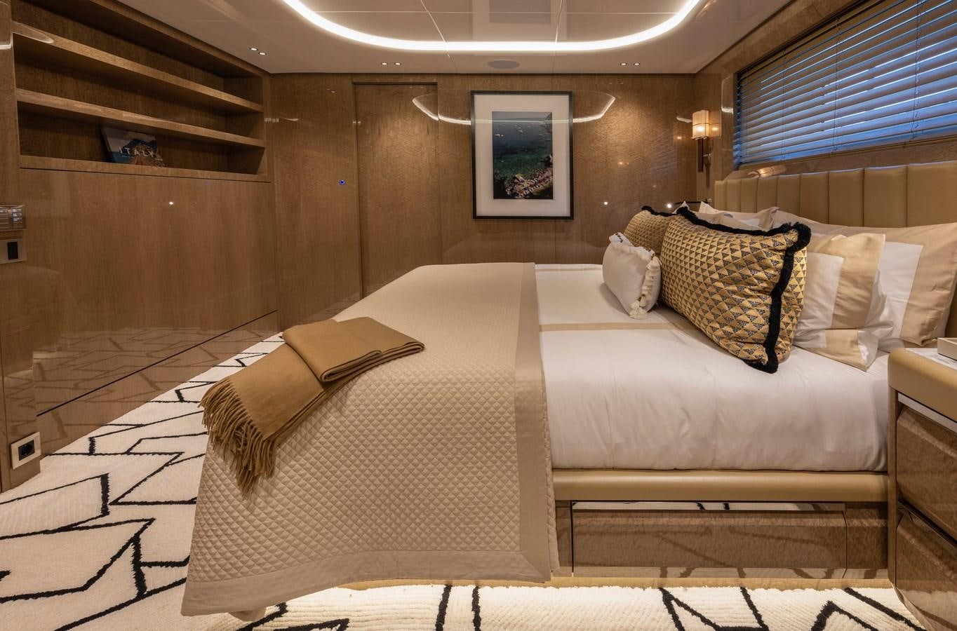 a room with two beds aboard ANCORA Yacht for Sale