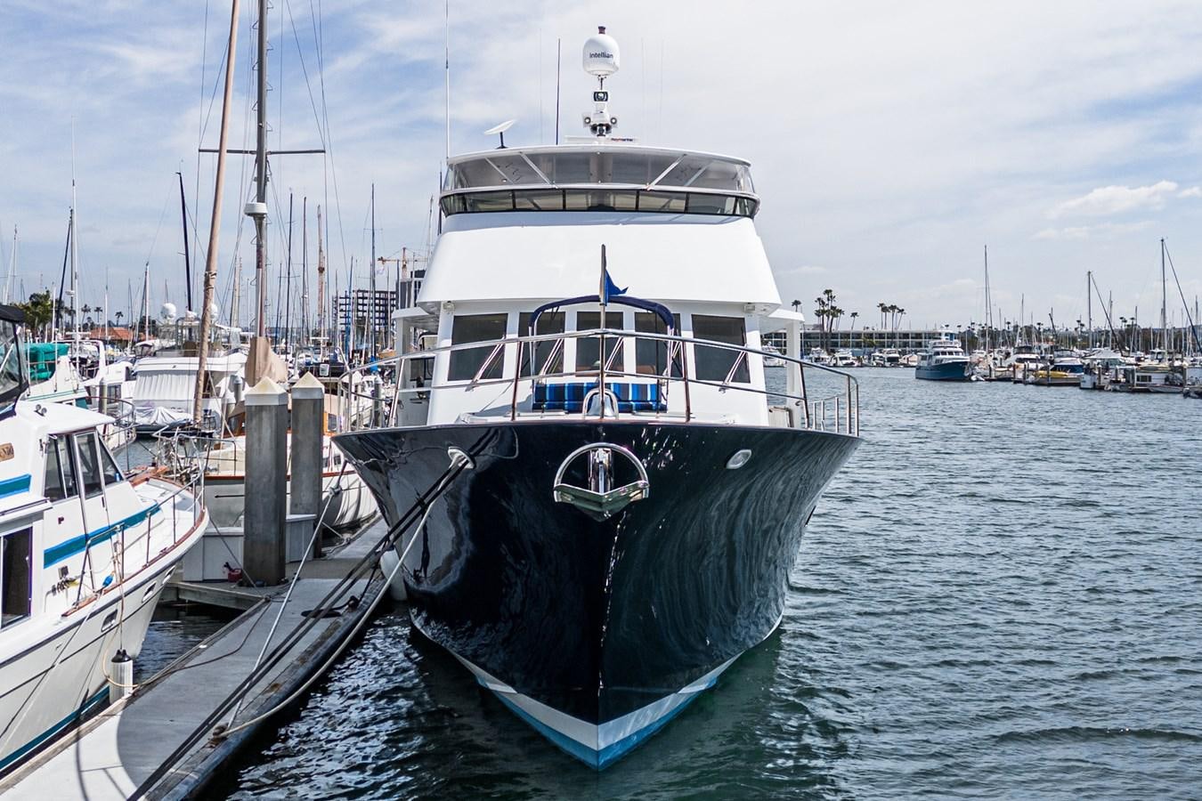 a large boat in the water aboard NIRVANA Yacht for Sale