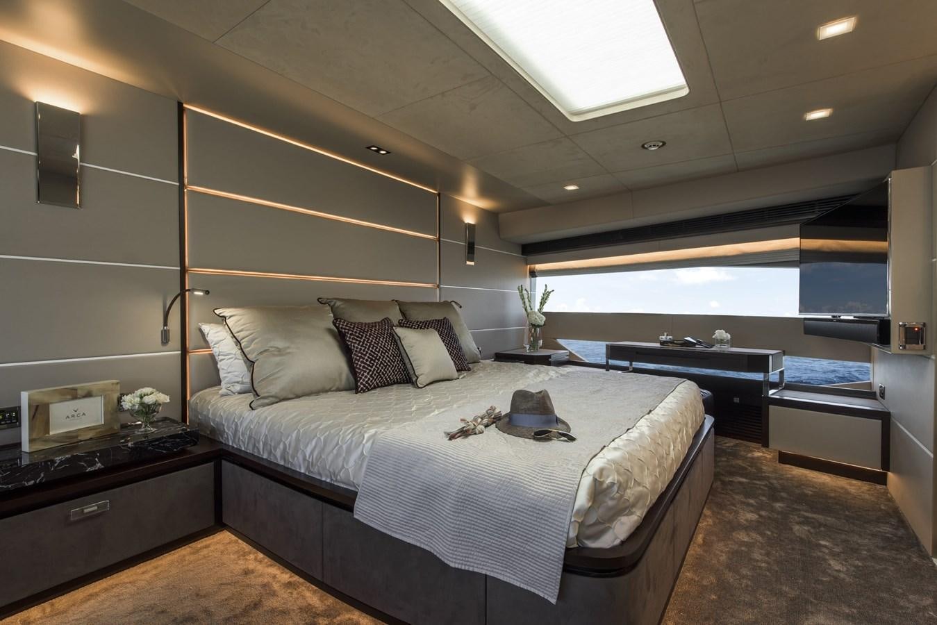 a bed in a room aboard HORIZON Yacht for Sale