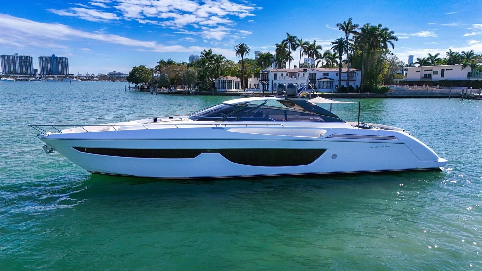 a white boat in the water aboard RIVA 76' BAHAMAS Yacht for Sale