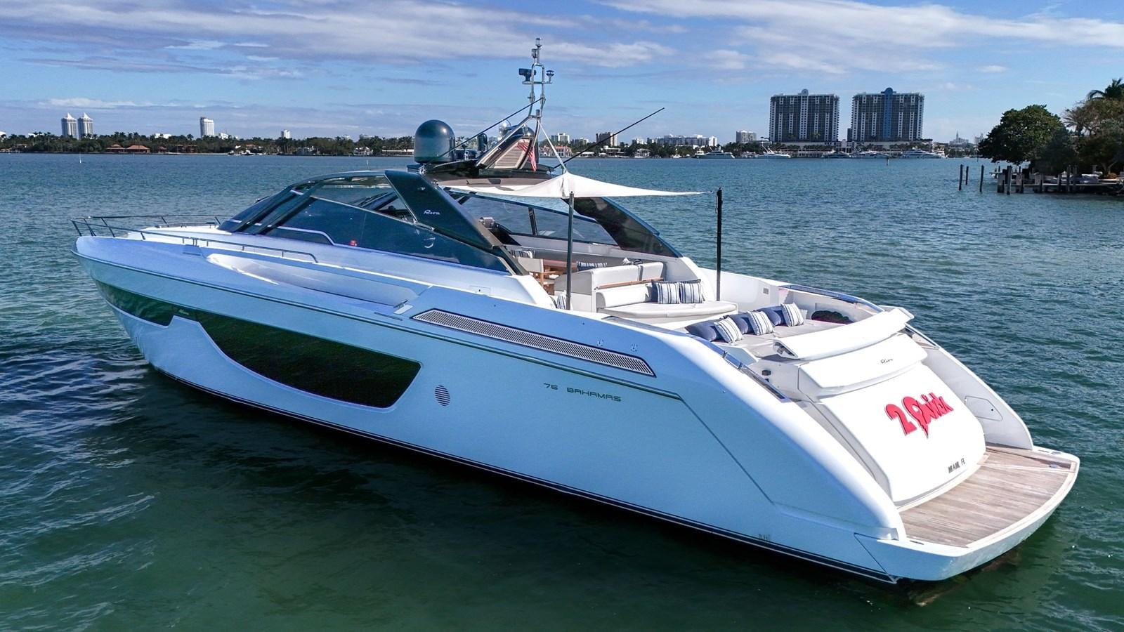 a white boat in the water aboard RIVA 76' BAHAMAS Yacht for Sale