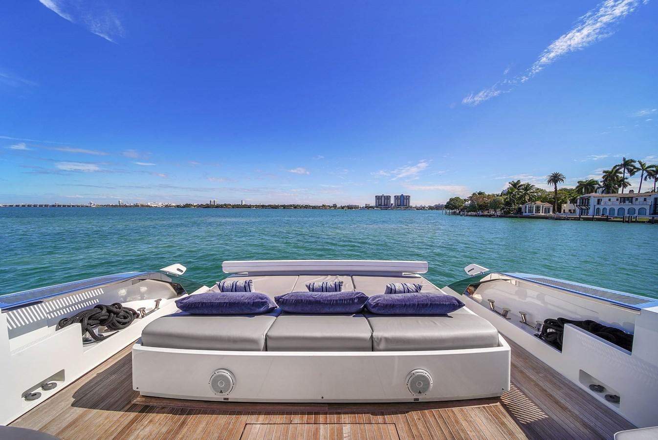 a row of boats on a dock aboard RIVA 76' BAHAMAS Yacht for Sale