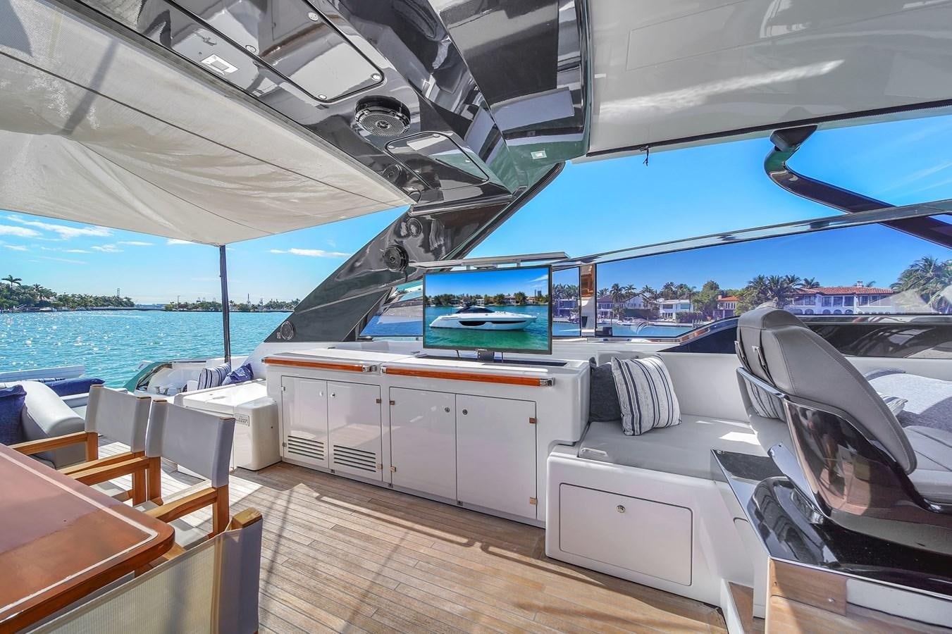 a boat on the water aboard RIVA 76' BAHAMAS Yacht for Sale