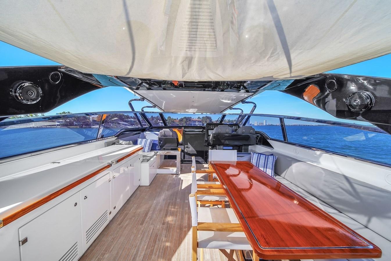 a row of boats in a marina aboard RIVA 76' BAHAMAS Yacht for Sale