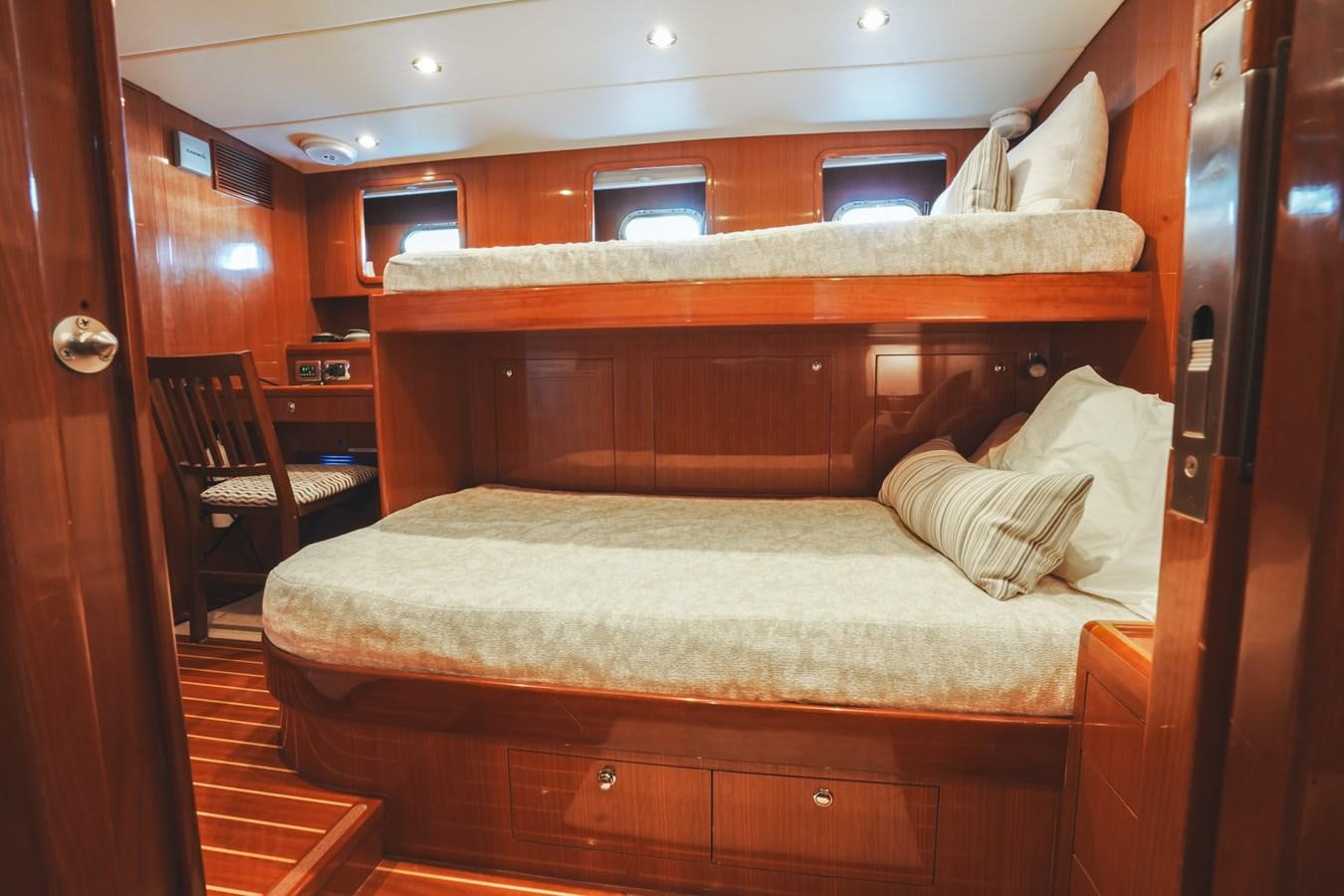 a bed in a cabin aboard VIAGGIO Yacht for Sale
