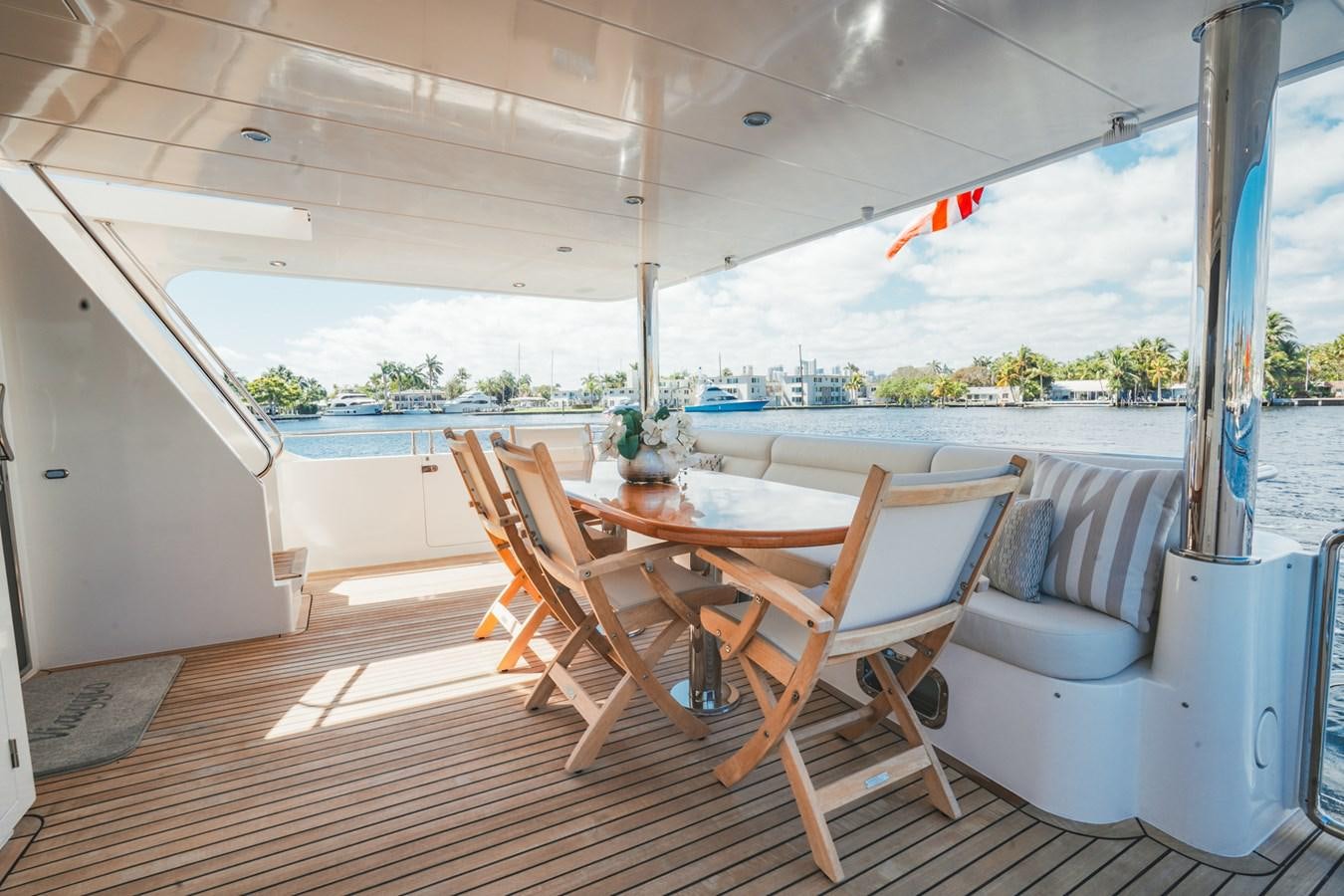 a room with a table and chairs aboard VIAGGIO Yacht for Sale