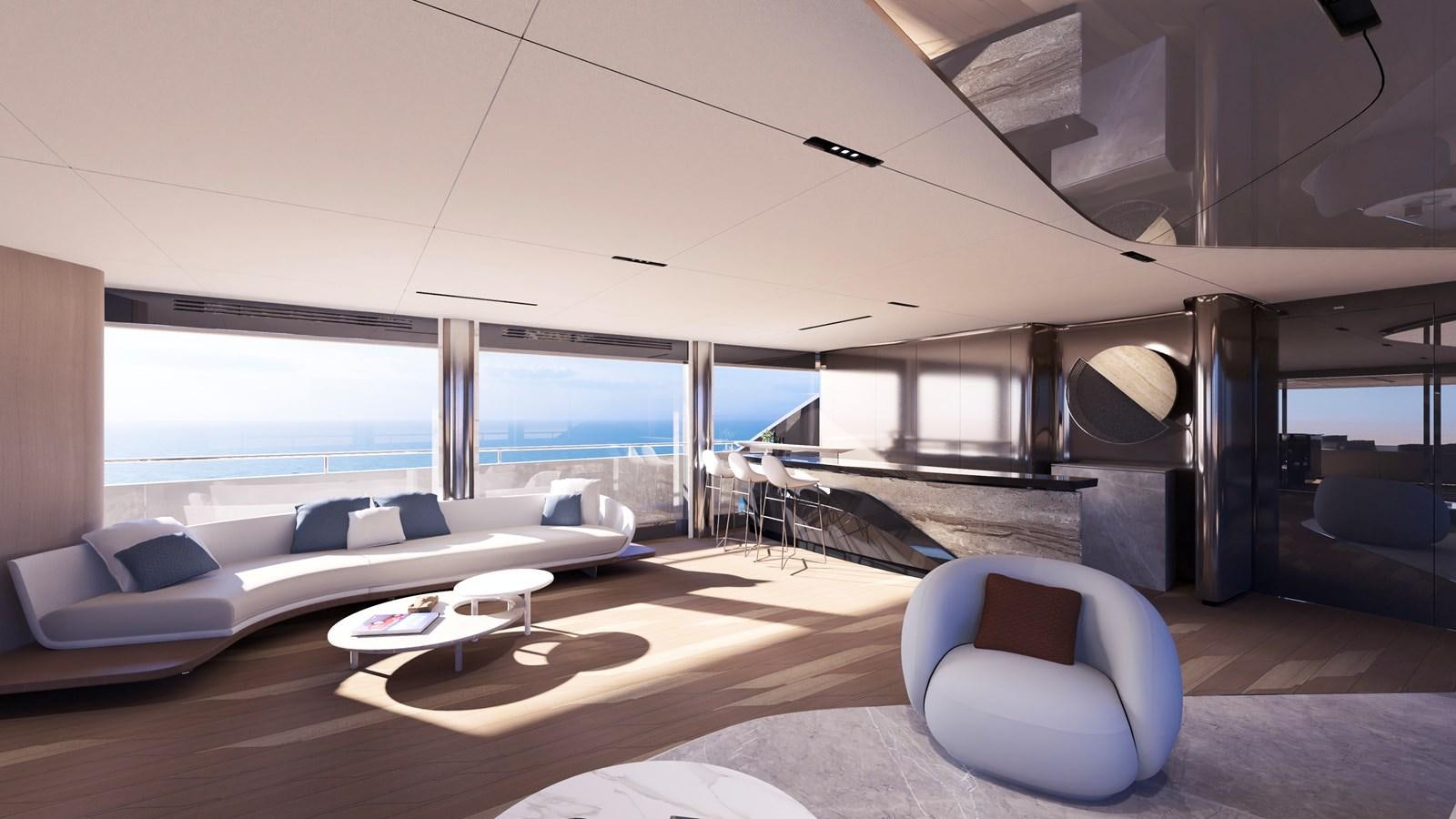 a room with a couch and a table aboard NL45/01 Yacht for Sale