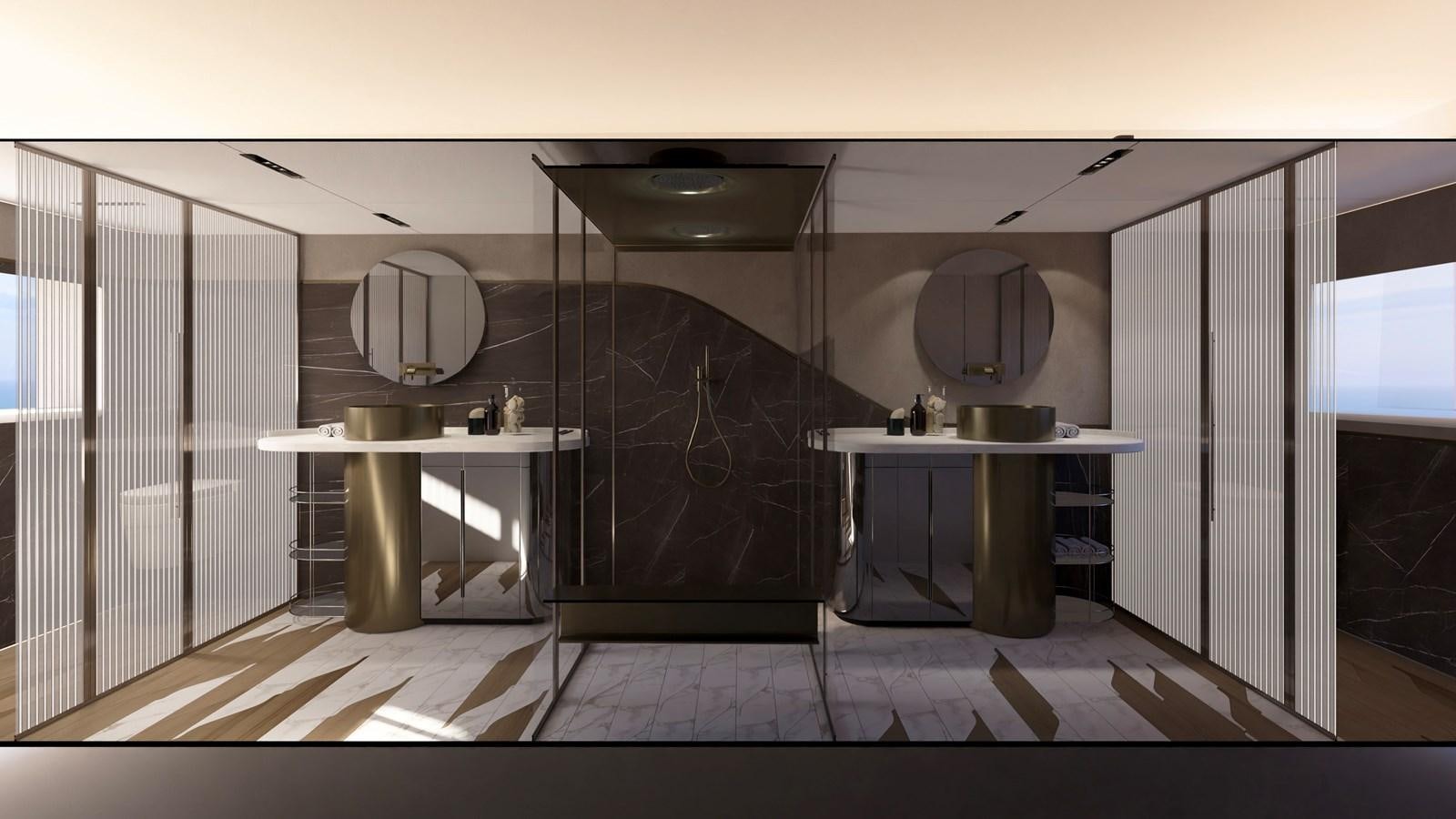 a room with a sink and a mirror aboard NL45/01 Yacht for Sale