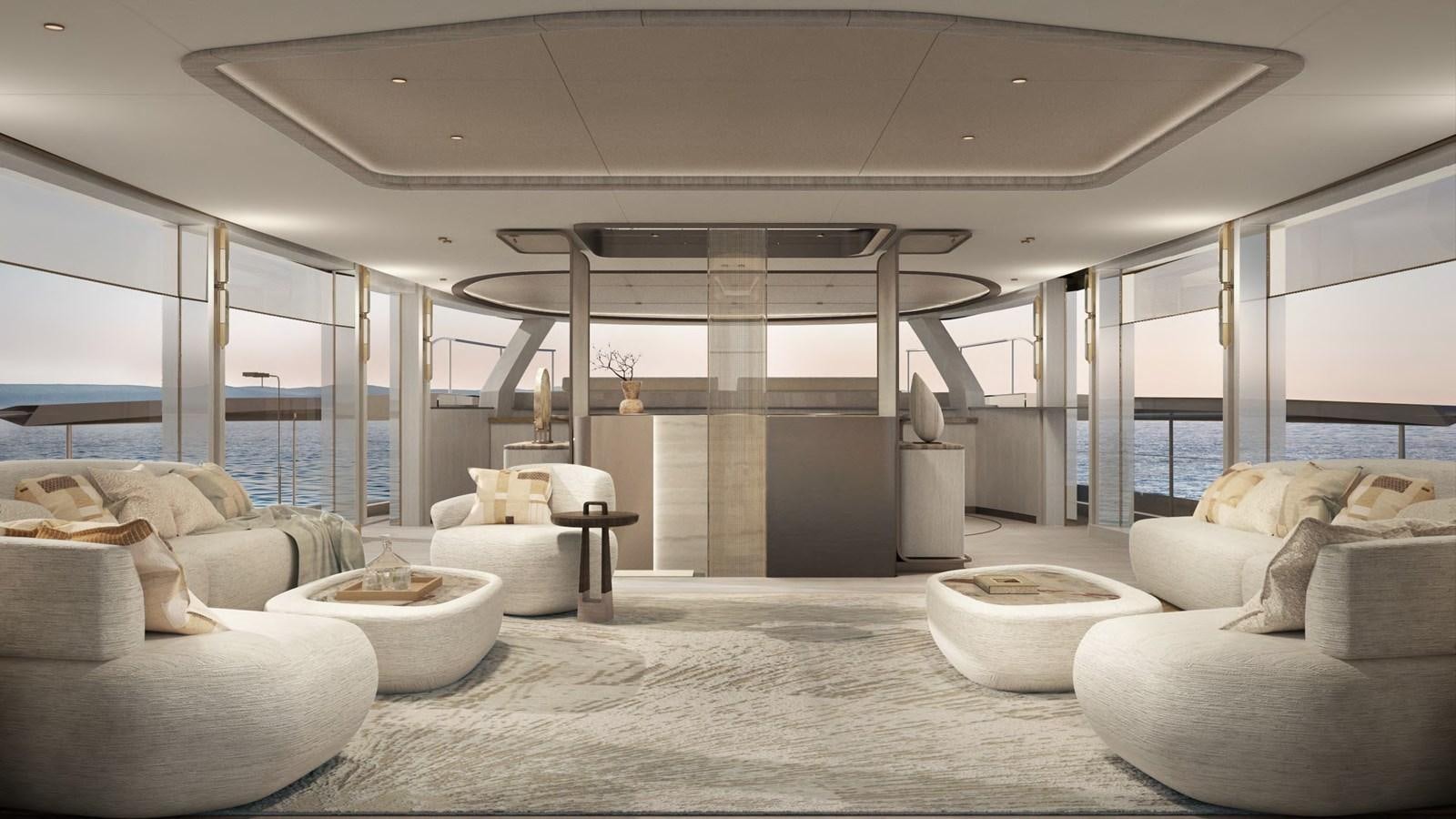 a room with couches and a table aboard NL37 Yacht for Sale