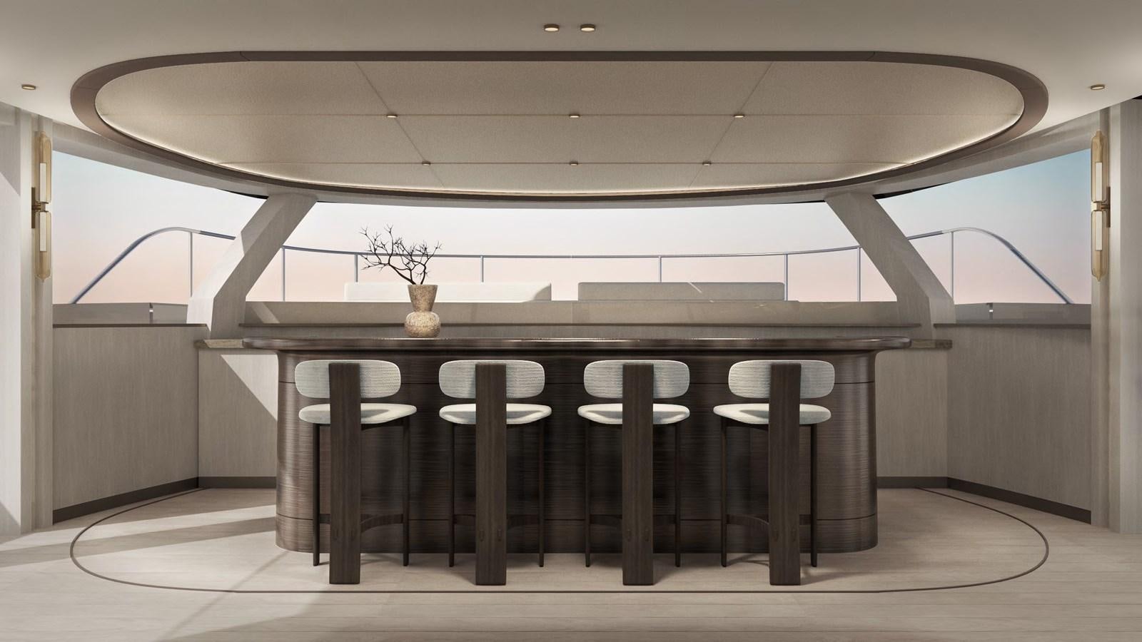 a table with stools and stools aboard NL37 Yacht for Sale