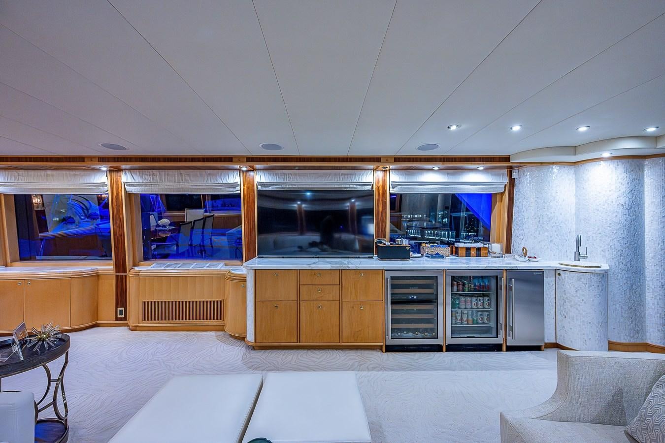 a room with a large counter and cabinets aboard WIRE WE HERE Yacht for Sale