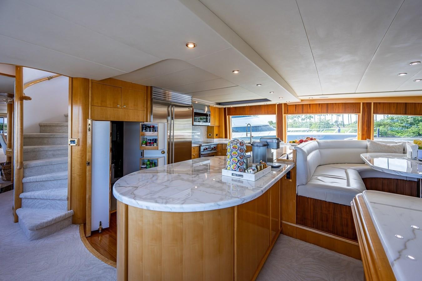 a kitchen and living room aboard WIRE WE HERE Yacht for Sale