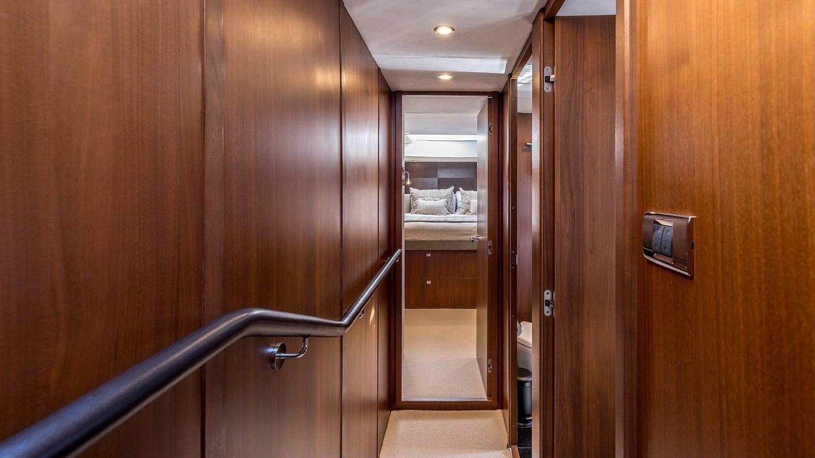 a metal door with a metal railing aboard SEA DREAM II Yacht for Sale
