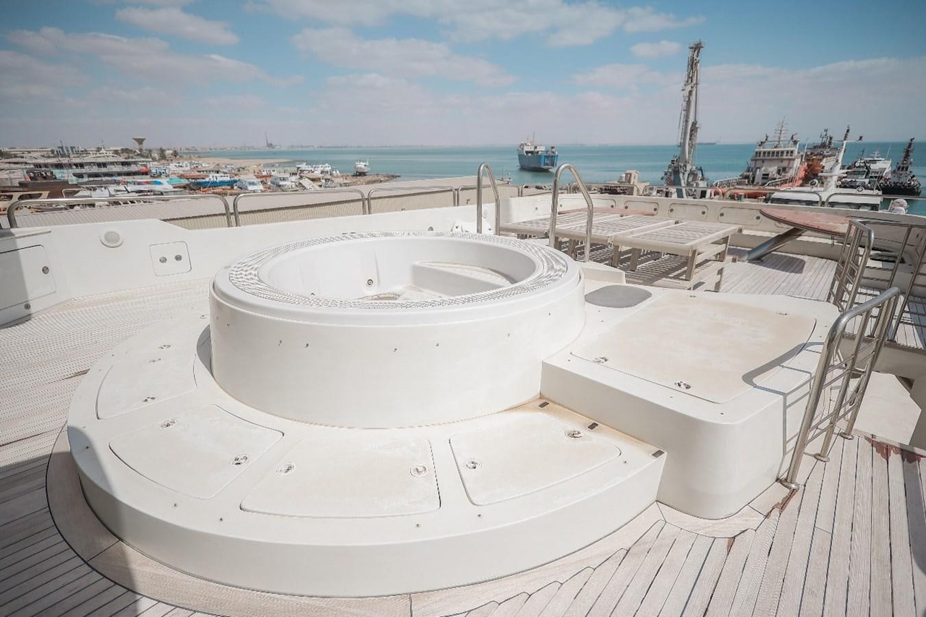 a group of white sinks on a deck overlooking a body of water aboard 2008 OCEANDRO 48M CUSTOM Yacht for Sale