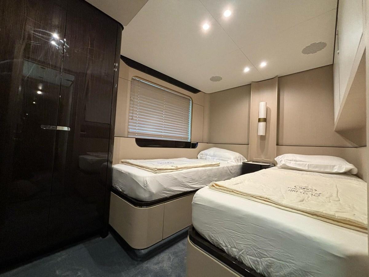 a room with two beds aboard LONG TENG Yacht for Sale