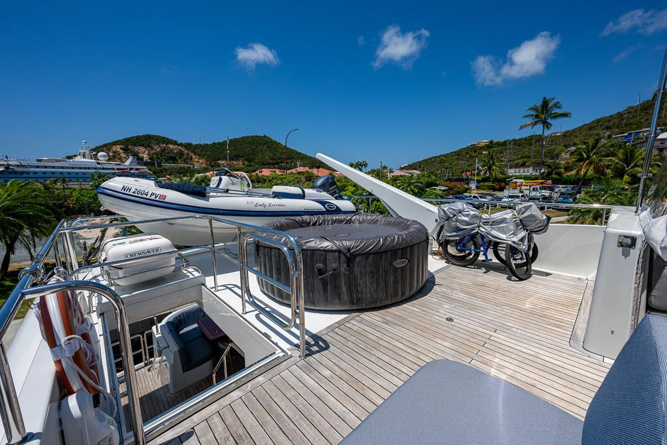 a boat docked at a pier aboard LADY LORRAINE Yacht for Sale