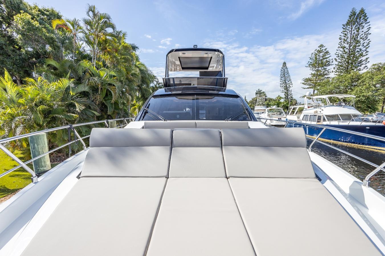 a car on a boat aboard 2024 ASTONDOA 66 FLYBRIDGE Yacht for Sale
