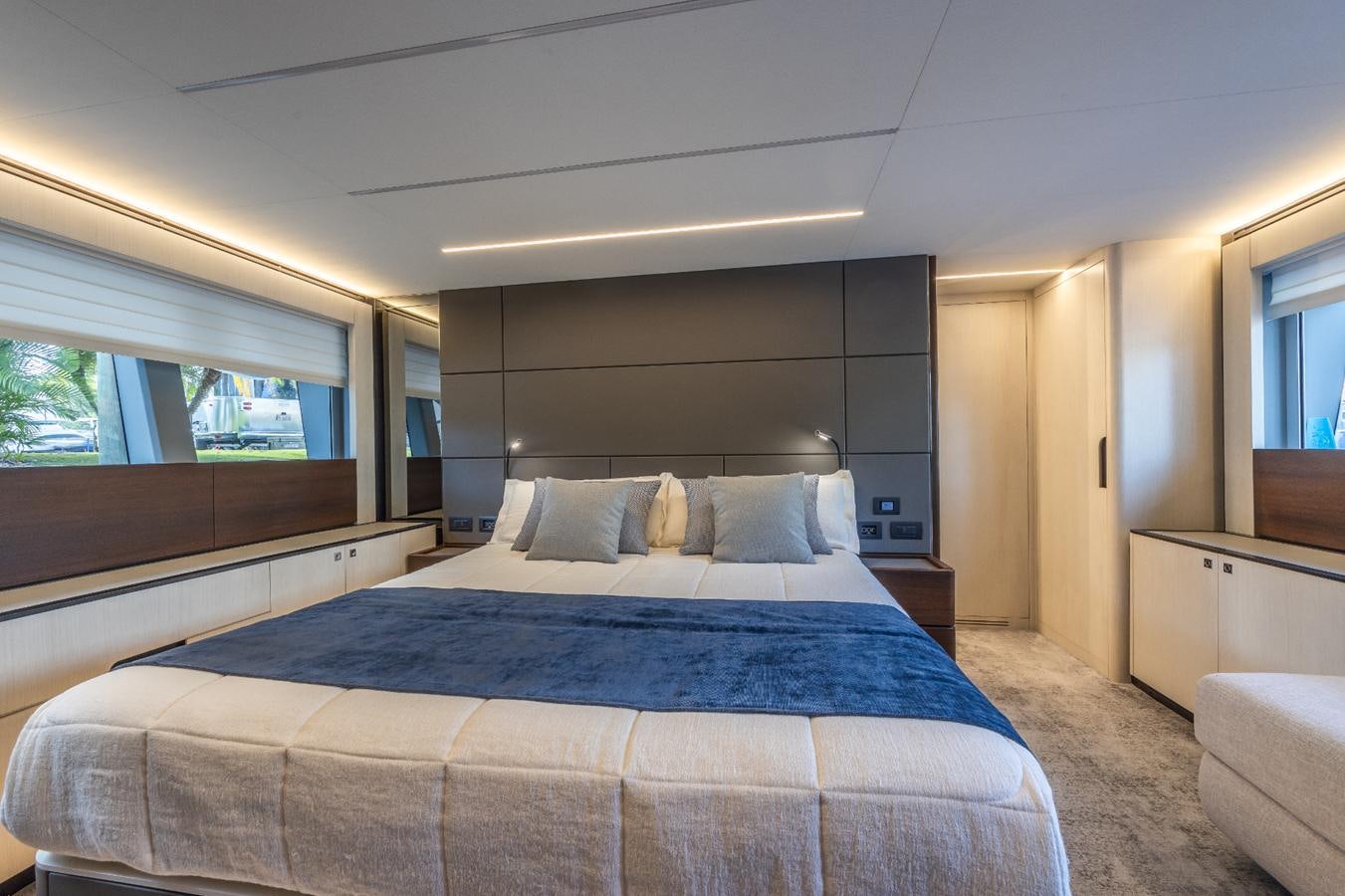 a large bed in a room aboard 2024 ASTONDOA 66 FLYBRIDGE Yacht for Sale