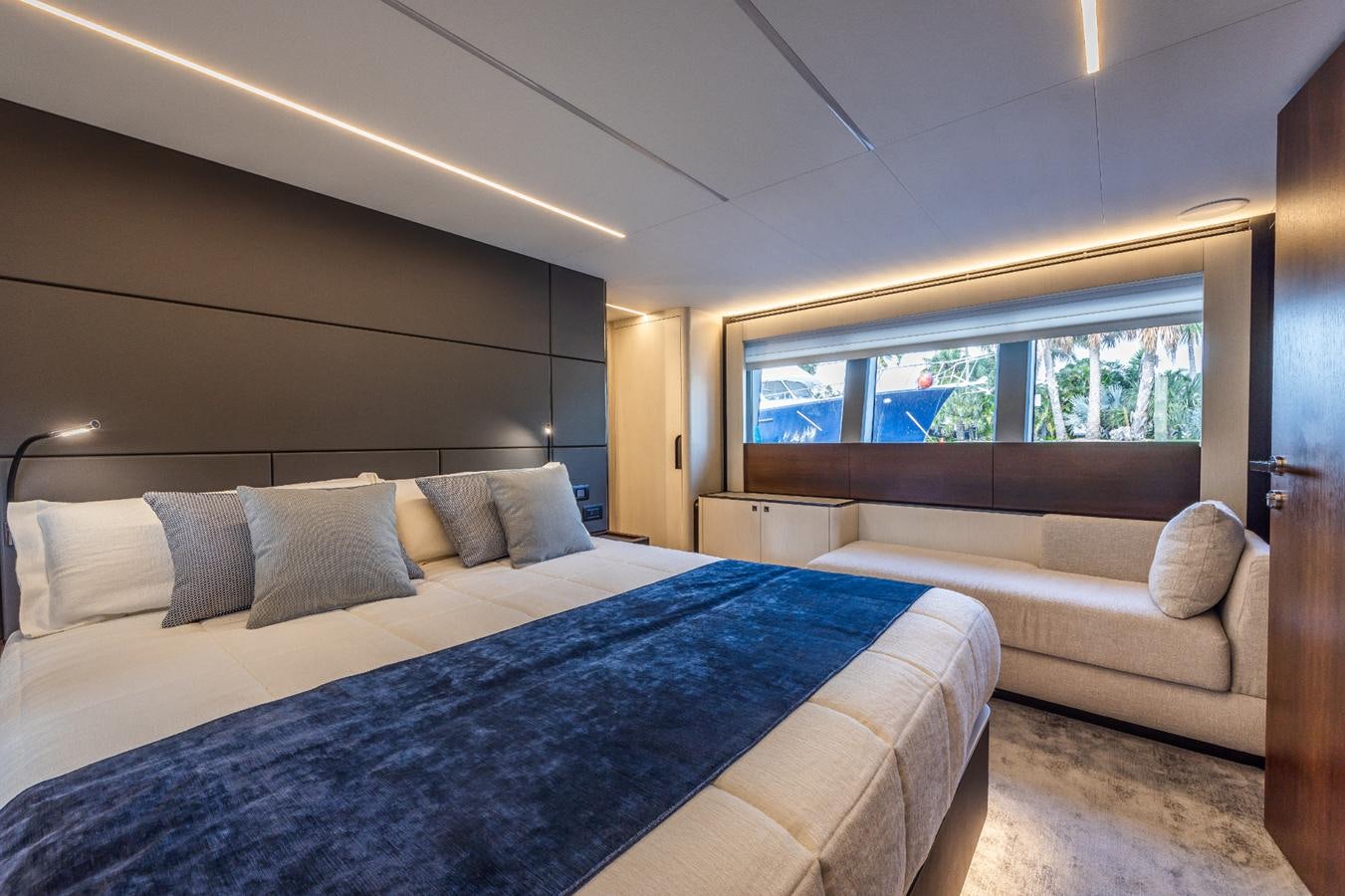 a bed in a room aboard 2024 ASTONDOA 66 FLYBRIDGE Yacht for Sale