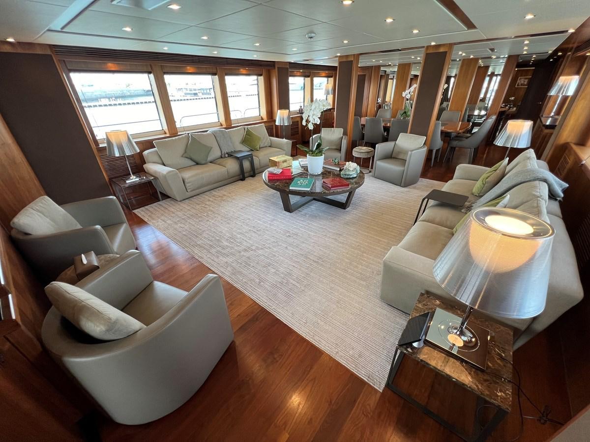 a living room with a couch and a coffee table aboard 2007 SUNSEEKER 37M Yacht for Sale