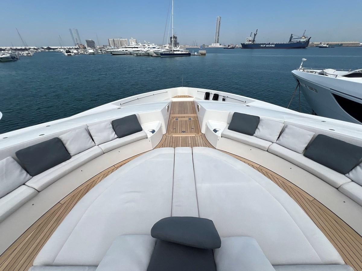 a deck with a view of the water and boats in the background aboard 2007 SUNSEEKER 37M Yacht for Sale