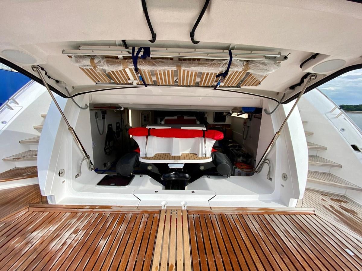 a white object with a red stripe aboard SKYE Yacht for Sale