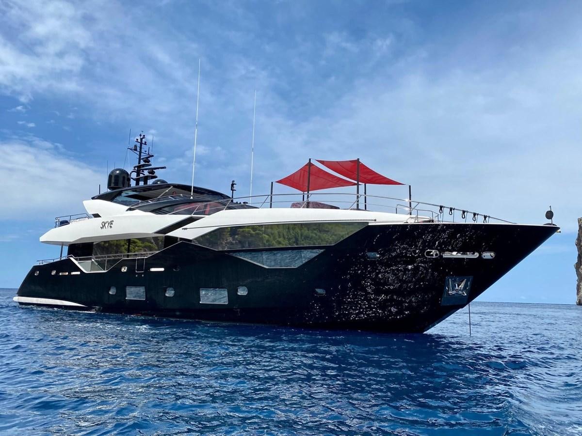 a large ship in the water aboard SKYE Yacht for Sale