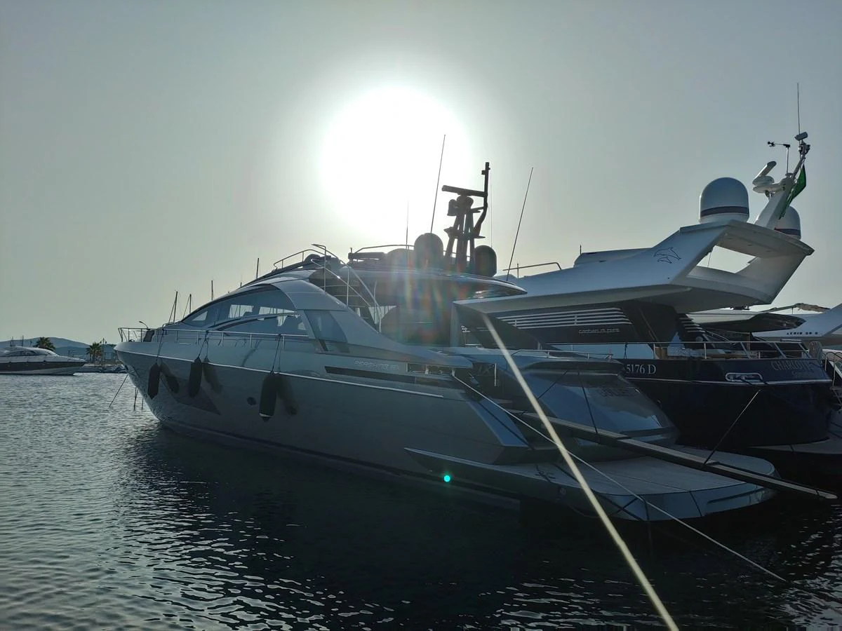 a boat docked at a port aboard SILVER BULLET Yacht for Sale