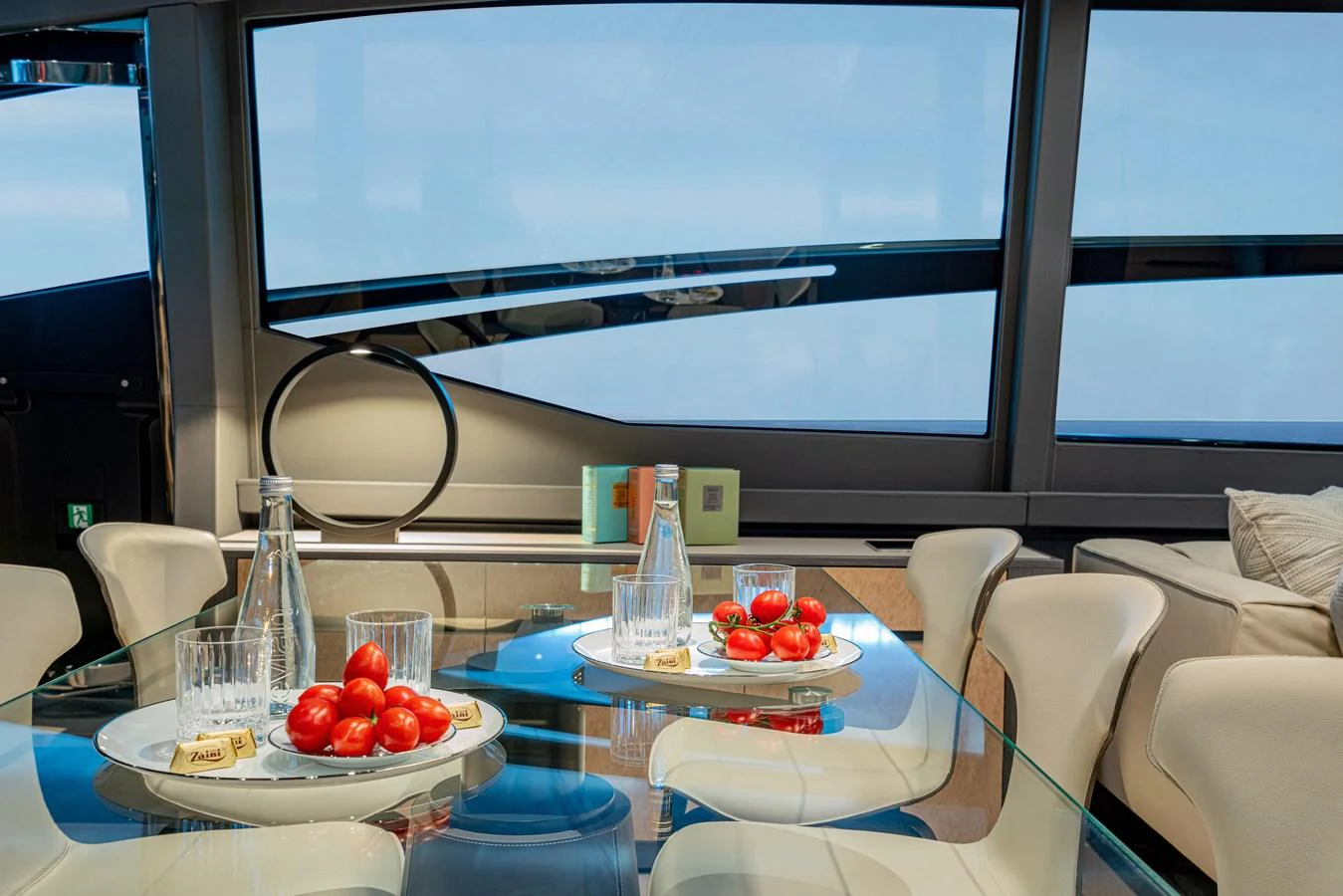 a table with food on it aboard SILVER BULLET Yacht for Sale