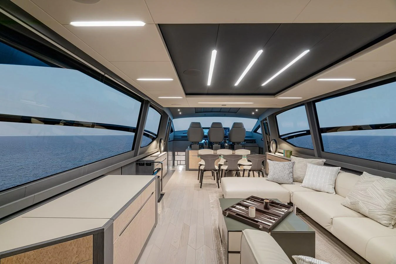 inside of a car aboard SILVER BULLET Yacht for Sale