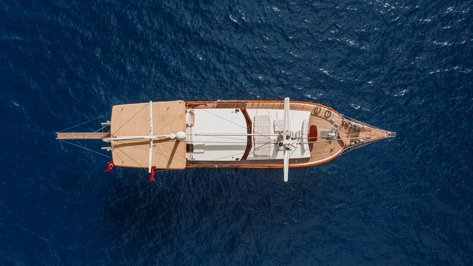 a space ship in the water aboard CUSTOM MADE MOTORSAILER Yacht for Sale