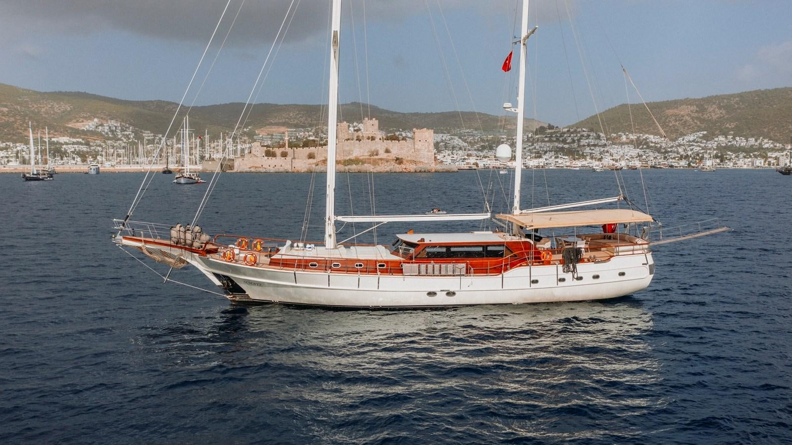 a boat on the water aboard CUSTOM MADE MOTORSAILER Yacht for Sale